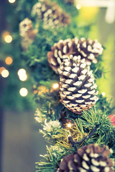 Pine cones on christmas tree — Stock Photo, Image