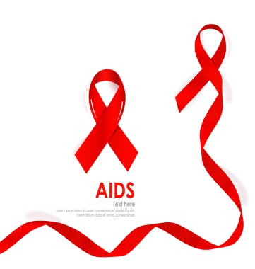 AIDS bilinçlendirme kırmızı kalp şeritler