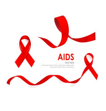 AIDS bilinçlendirme kırmızı kalp şeritler