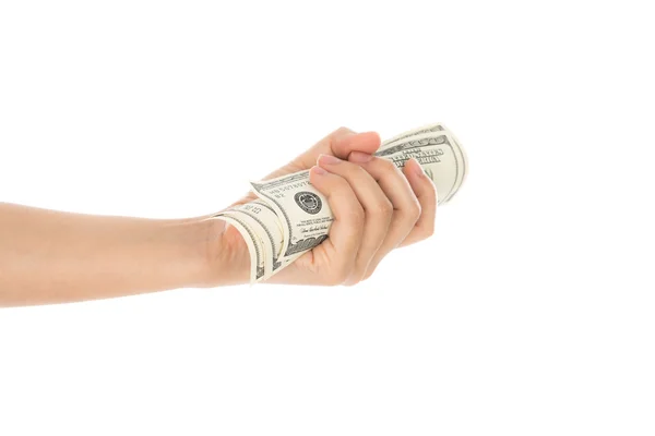 Mão com notas de dólares — Fotografia de Stock