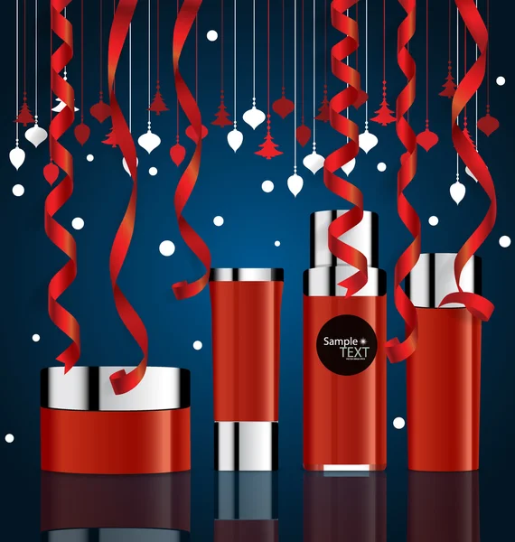 Christmas Cosmetics packaging, — Stock Vector