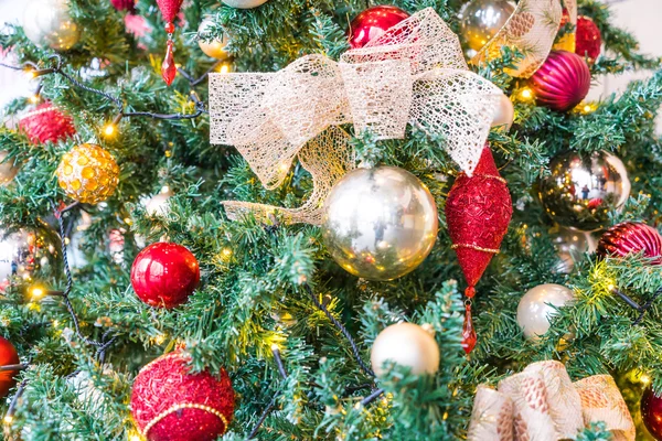 Closeup of Christmas tree decorations background — Stock Photo, Image