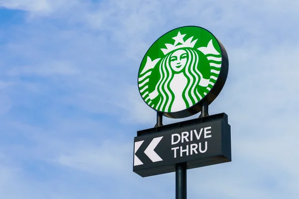 Starbucks drive through sign — стоковое фото