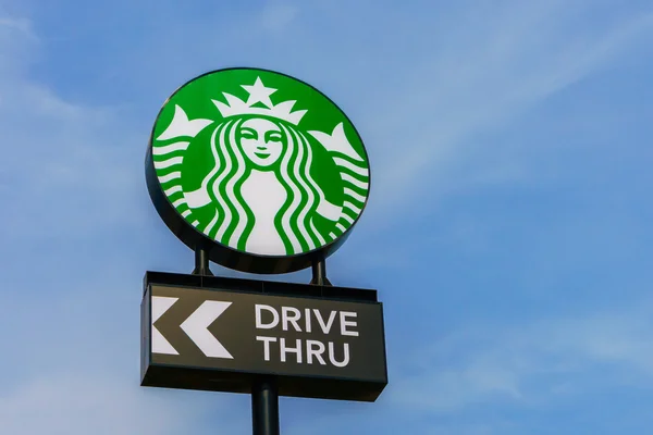 Starbucks drive thru sign — Stock Photo, Image