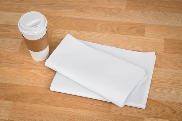 Blank Newspaper with coffee cup — Stock Photo, Image