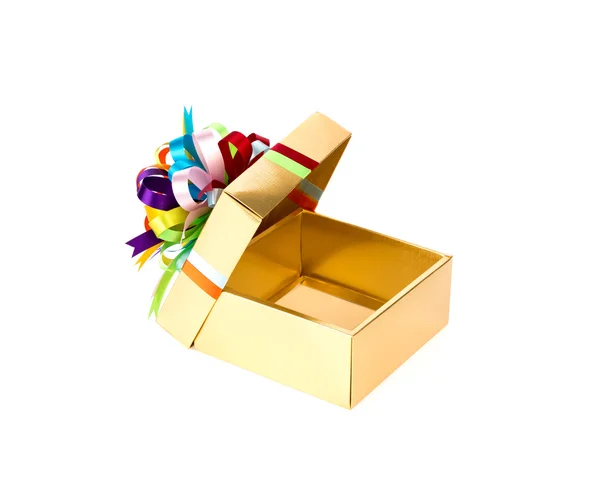 Goldene offene Geschenkschachtel — Stockfoto