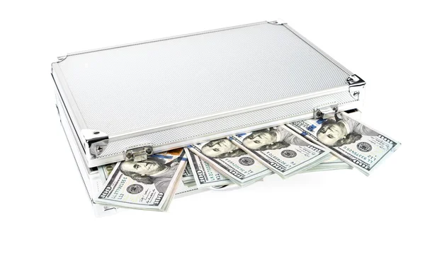 Suitcase of money with dollars Stock Picture