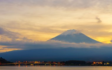 Beautiful Mount Fuji at sunset clipart