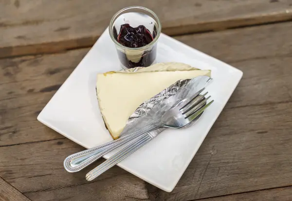 Vue du dessus du gâteau aux myrtilles — Photo