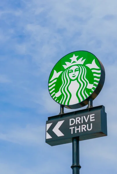 Starbucks drive thru sign — Stock Photo, Image