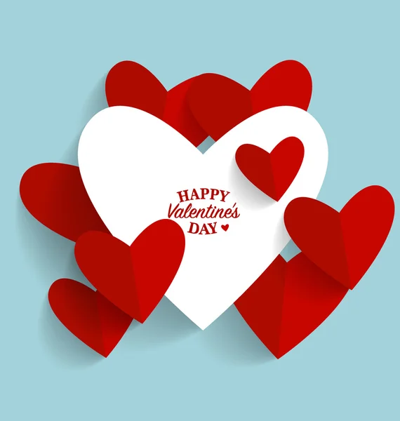 Valentine's day card with Paper Hearts — Stock Vector