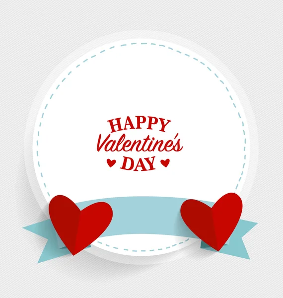 Tarjeta de San Valentín con corazones de papel — Vector de stock