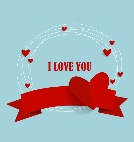 Открытка ко Дню Святого Валентина с бумажными сердцами — стоковый вектор