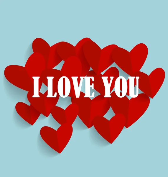 Aftelkalender voor Valentijnsdag kaart met papier hart — Stockvector