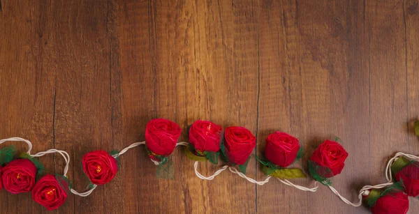Κόκκινα τριαντάφυλλα με φώτα — Φωτογραφία Αρχείου