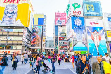Osaka, Japonya - 30 Kasım 2015: Dotonbori eğlence distri