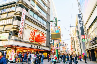Osaka, Japonya - 30 Kasım 2015: Dotonbori eğlence distri