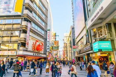 Osaka, Japonya - 30 Kasım 2015: Dotonbori eğlence distri