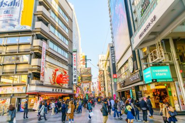 Osaka, Japonya - 30 Kasım 2015: Dotonbori eğlence distri