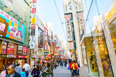 Osaka, Japonya - 30 Kasım 2015: Dotonbori eğlence distri