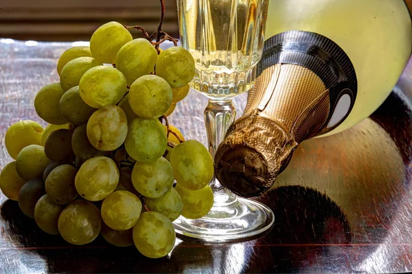 Champagne en grapevine — Stockfoto