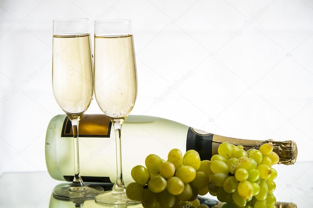 Champagne and grapes.