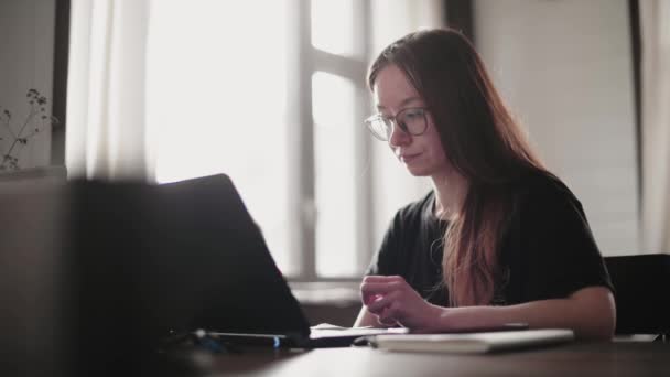 Hombre Joven Una Chica Joven Están Trabajando Frente Las Computadoras — Vídeos de Stock