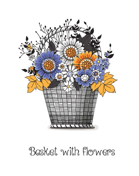 Handgezeichnete Blumenkarte — Stockvektor