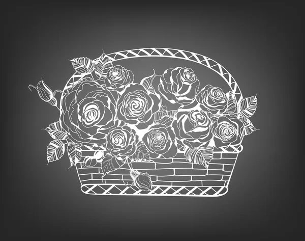 Panier avec roses — Image vectorielle