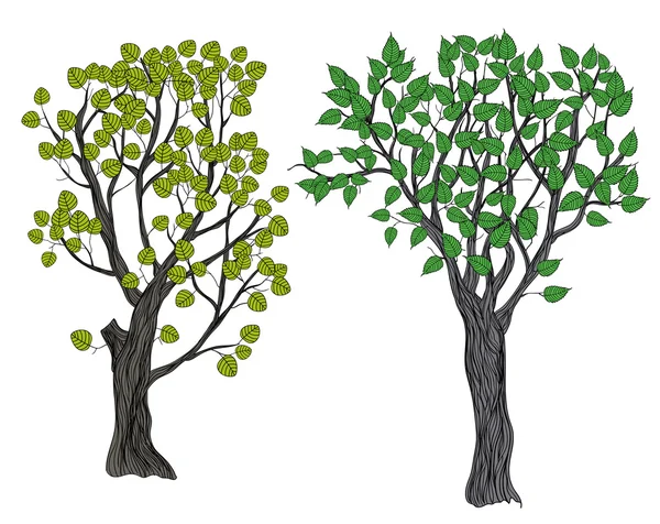 Alberi disegnati a mano — Vettoriale Stock