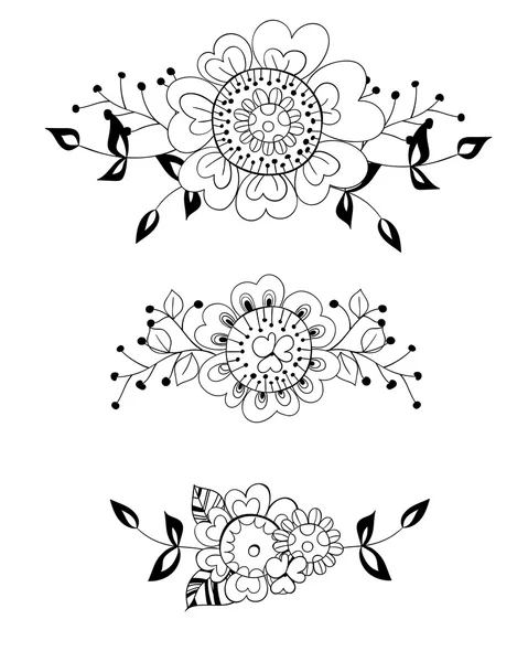 Decoración floral dibujada a mano — Vector de stock