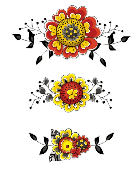 Hand getrokken florale decoratie — Stockvector