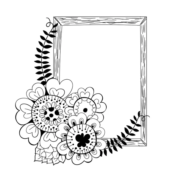 Handgezeichneter Blumenrahmen — Stockvektor