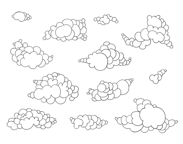 Ensemble de nuages dessinés à la main — Image vectorielle