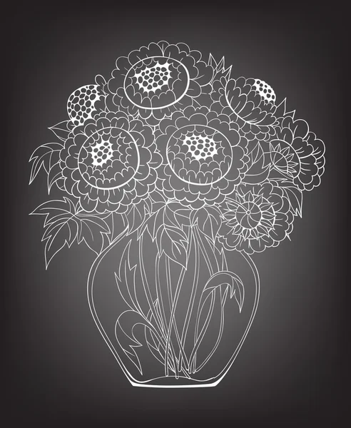 Bouquet de pivoines dessiné à la main — Image vectorielle