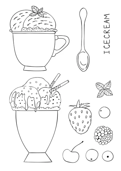Ručně kreslená zmrzlina — Stockový vektor