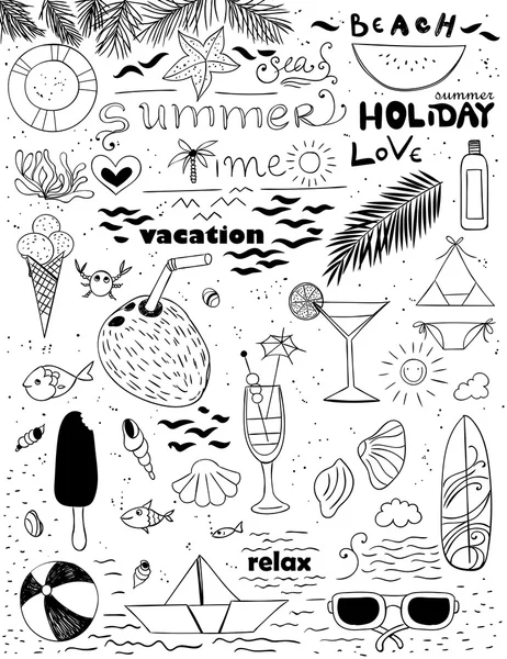 Hand drawn summer set — Stock Vector