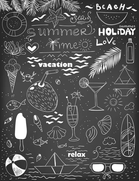 Hand drawn summer set — Stock Vector