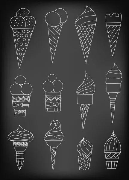 Hand  drawn ice cream — Stock Vector