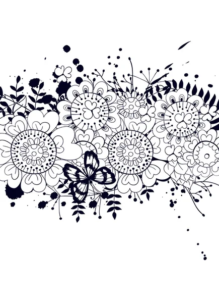 Carte florale dessinée main — Image vectorielle