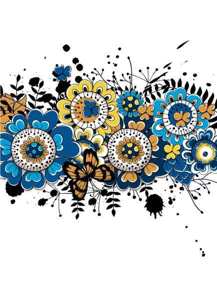 Tarjeta floral dibujada a mano — Vector de stock