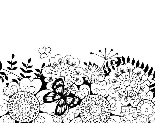 Tarjeta floral dibujada a mano — Vector de stock