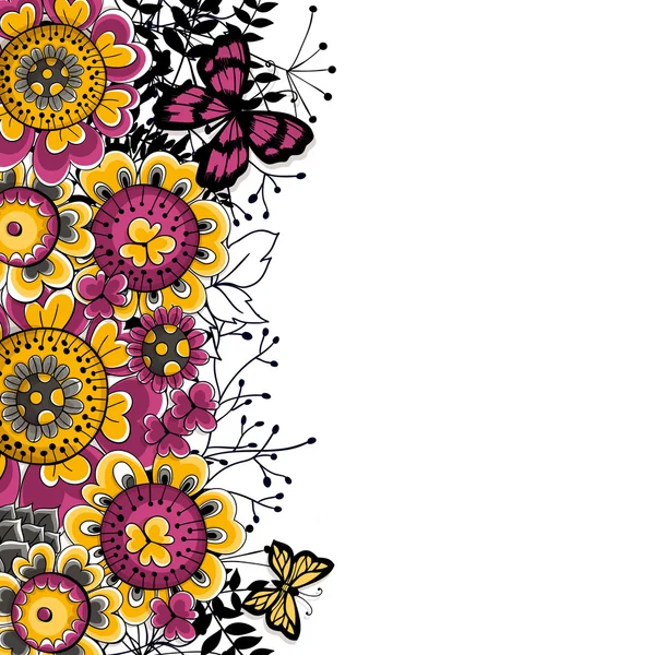 Hand getrokken floral kaart — Stockvector