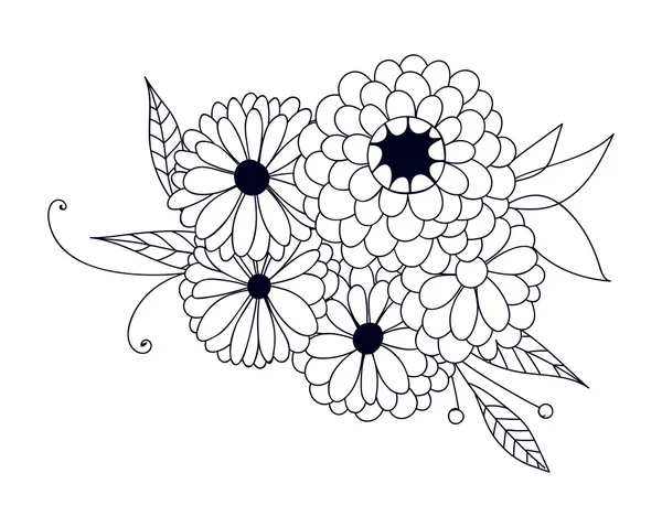 Carte florale dessinée main — Image vectorielle