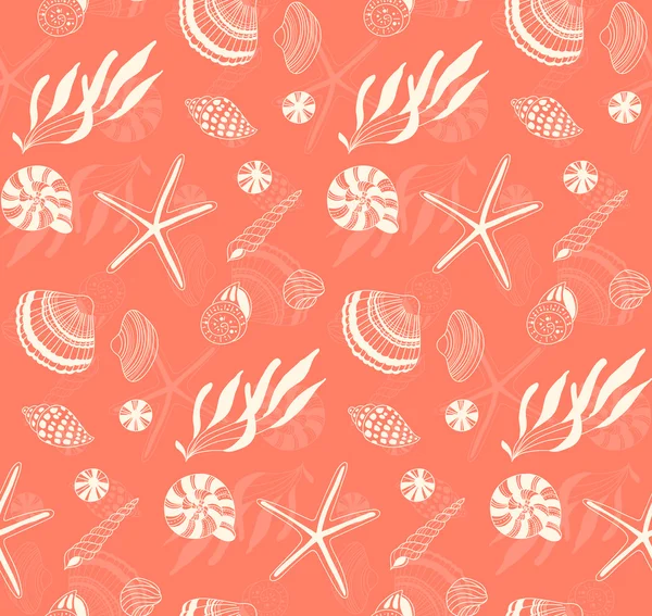 Seamless pattern with sea shells — Stock Vector