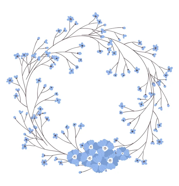 Floral frame met bloemen en takken — Stockvector