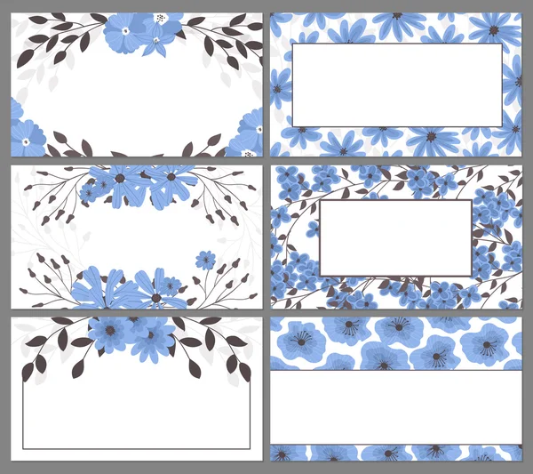 Set de 6 cartes de visite florale — Image vectorielle
