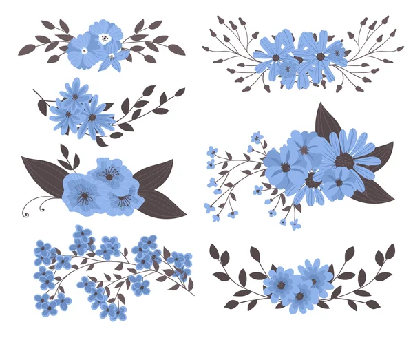 Set of 7 hand drawn bouquets — Stock Vector