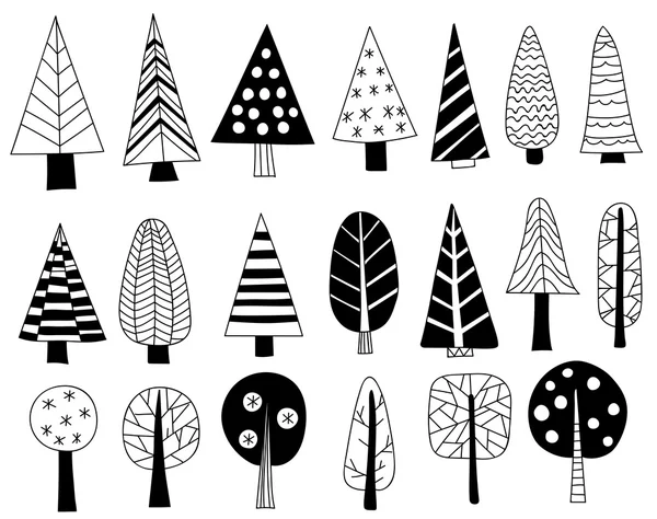 Doodle trees  set — Stock Vector