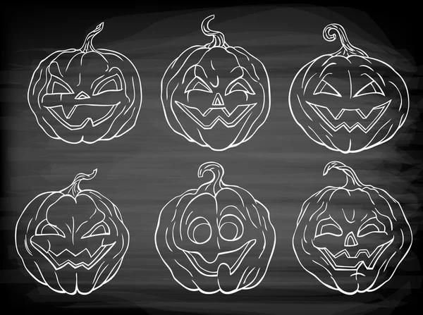 6 Halloween pumpkins — Stock Vector
